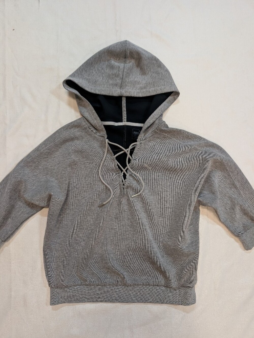 Puma Gray Hooded Lace-Up Sweater DryCell